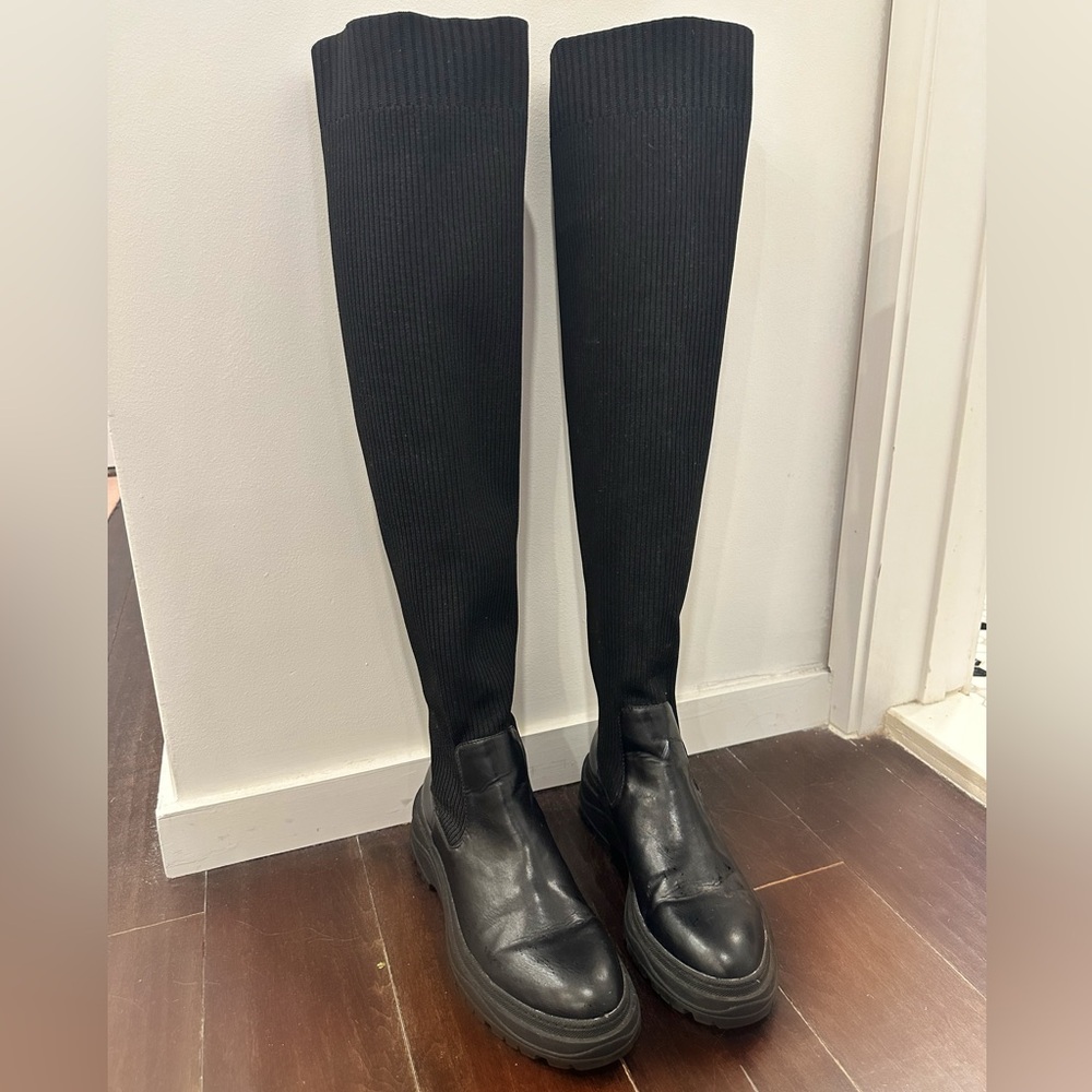 Zara Knit Knee-High Boots 🖤